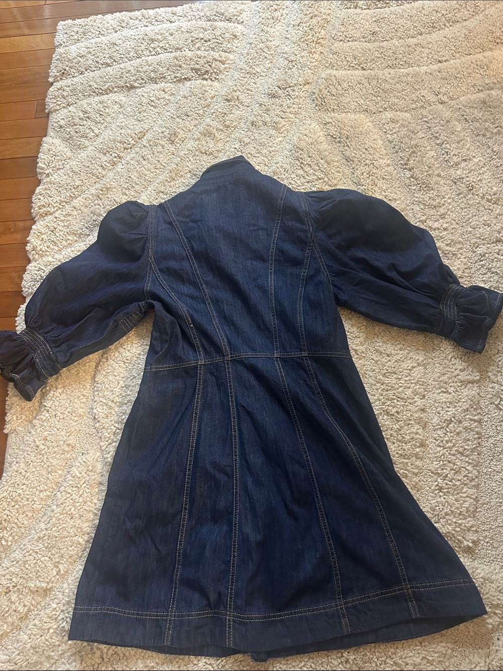 Anthropologie Dark Wash Denim Button-Front Mini Dress - Picture 8 of 11